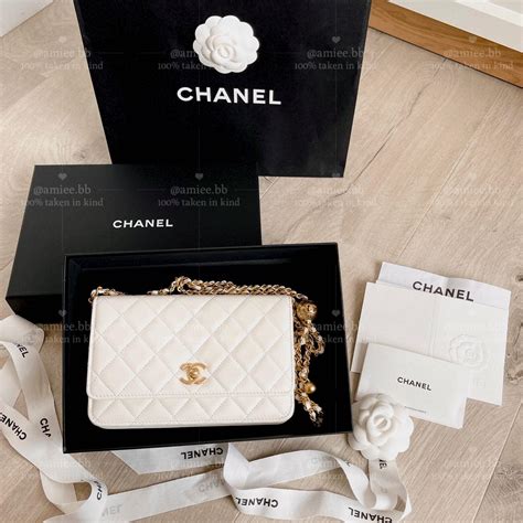 chanel chain wallet white|chanel wallet on chain trendy.